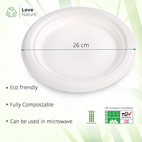 Pappteller Love Nature ökologisches Einweg Teller Set rund 26 cm