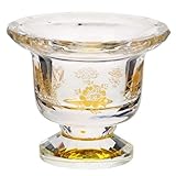 STOBAZA Buddhistische Opfer Wasserschale aus Kristallglas mit Goldmuster Stabile Hohe Schale für...