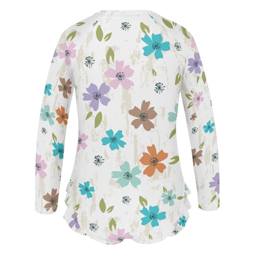 susiyo Colorful Floral Girls Long Sleeve One Piece Swimsuits Rash Guard Bathing Suit UPF 50+ Zipper Girl Swimwear3