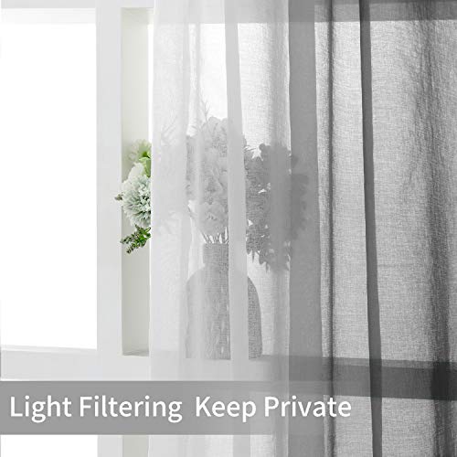 Bgment Ombre Sheer Curtains Faux Linen Grommet Light Filtering Semi Sheer Gradient Window Curtain Pair For Bedroom Living Room, Set Of 2 Panels ( Each 42 X 84 Inch, Black ) #TOP2