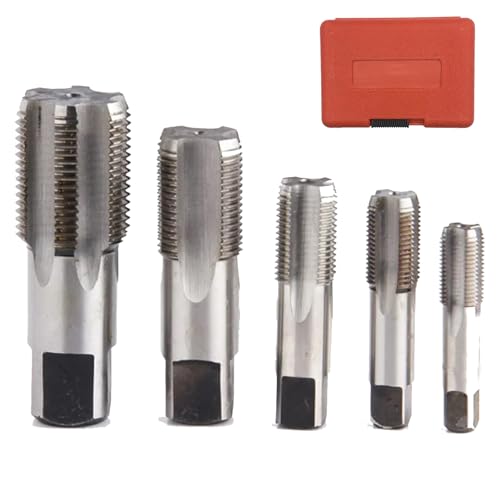 5-teiliger Rohrhahnsatz Set,1/8, 1/4, 3/8, 1/2, 3/4 NPT Kegelgewinde Gewindehähne,Gewindeformhähne für Präzisionsgewinde in Rohrverschraubungen
