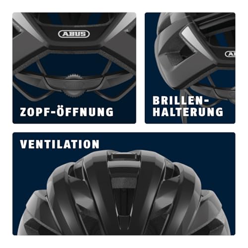 ABUS Rennradhelm StormChaser - Leichter und komfortabler Fahrradhelm für professionellen Radsport für Damen und Herren - Schwarz (shiny… – Ansicht 5