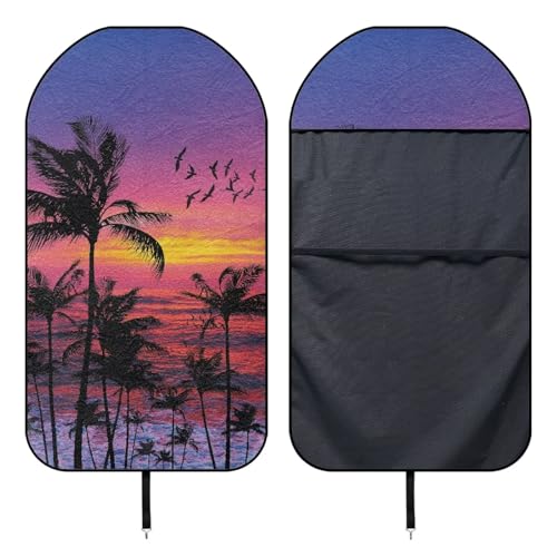 Image of Coconut Tree Waterproof Sweating Car Seat Cover for Post Gym Workout Universal Front Seat Cover Easy to Install Universal Size Fit for Most Cars SUVs Trucks Vans