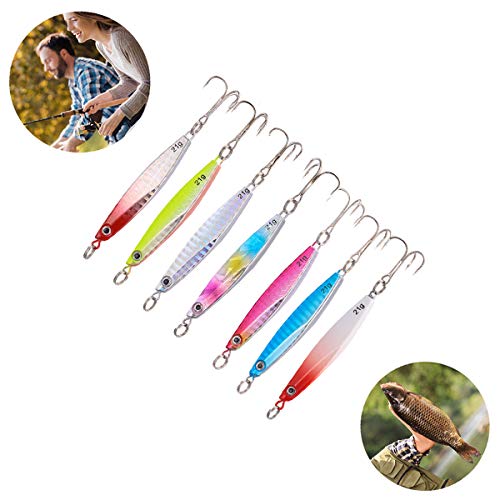 Tuxbin 7Pcs Hard Metal Sea Sinking Lead Fishing Lures Wobbler Pike Carp Trout Perch Squid Catfish Fishing Baits 21G #TOP4