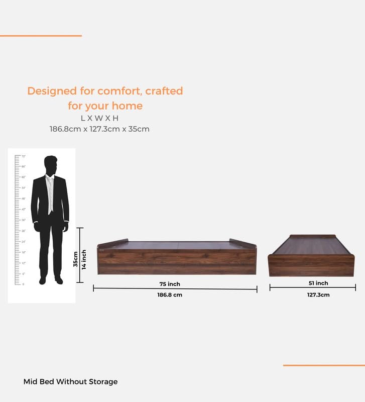 Image of Mintwud Pepperfry Solid Engineered Wood Teen Queen Size Bed with Box Storage | Space Saving Wooden Palang Furniture | Suitable for Living Room, Bedroom, Hotel (Columbian Walnut Finish)