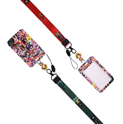 Fukujin Anime One Piece Monkey·D·Luffy Lanière,courroie de cou de lanière avec la qualité - Pour Cartes D'identité,Carte de Bus Cover