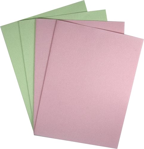 Image of KCS 4 pc of 12 inch x 18 inch(30cmx45cm) 14CT Counted Cotton Aida Cloth Cross Stitch Fabric (Pink+Light Green)