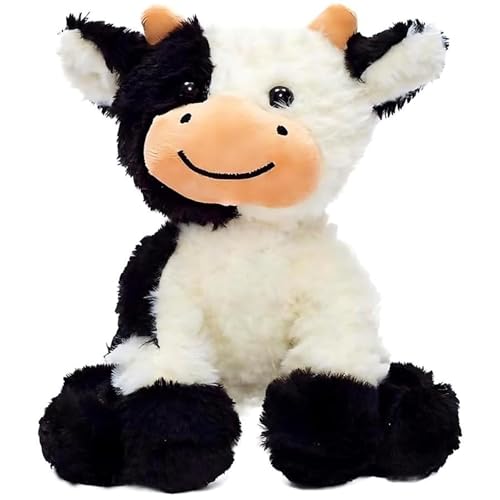 Tniytru Cow Teddy Weighted Highland Cow Plush Soft and Cuddly Black and Beige Stuffed Animal Premium Quality Plush Toy.