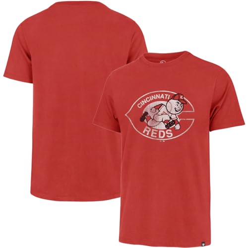 47 Brand MLB Men's Vintage Franklin Cooperstown Team Color Primary Logo Short Sleeve Baseball T-Shirt - Cincinnati Reds - Red - Small