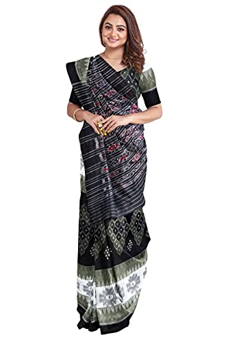 Image of Odisha Sambalpuri Handloom Ikat Women's Cotton Saree, Odisha Handloom Handmade Pure Cotton Khandua Saree, Ikkat Orissa Traditional Handloom Saree Without Blouse