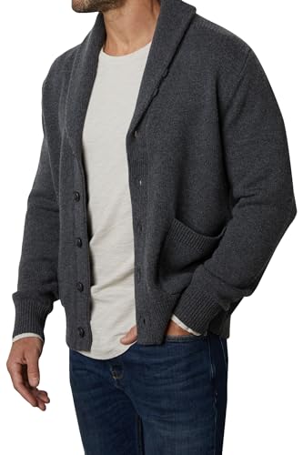 Velvet by Graham & Spencer Men's Thornton Long Sleeve Cardigan Sweater, Charcoal2