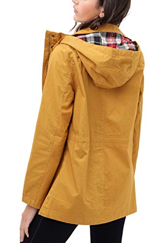 FASHION BOOMY Women's Zip Up Safari Military Anorak Jacket with Hood Drawstring - Regular and Plus Sizes Large LC-Mustard - Thumbnail 6