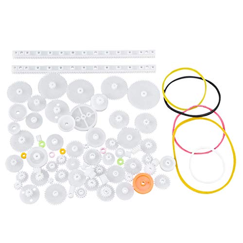 75 Pcs Gearbox Gear Set, Plastic Gear Set Include Gear Belt Pulley Worm Shaft Sleeve Set for DIY Robot Gearbox Motor Toy