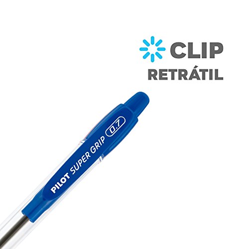 Caneta Retrátil Emborrachada x 12 Unidades, Pilot 1410007AZ, Azul, 0.7 mm