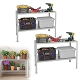 ACXIN 2er Schwerlastregal, Gewächshaus Regal mit Zwei Schichten, 114x50x80cm Kellerregal,Werkstattregal Verzinkt für Keller, Garage, Hobbyraum, Werkstatt, bis 300 kg Belastbar