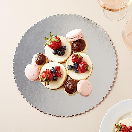 12-Pack Cake Boards 12 Inch, Elegant Round Scalloped Boards For Bakeries, Baking Desserts, Cake Decorating, Sturdy Cardboard Material, Disposable (Silver, 12X12X0.08 In) #TOP1