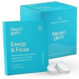 Neuro Gum Energy and Focus | Nootropic Caffeine + L-theanine + B Vitamins | Sugar Free + Gluten Free + Non GMO + Vegan | Peppermint Flavor (54 Count)