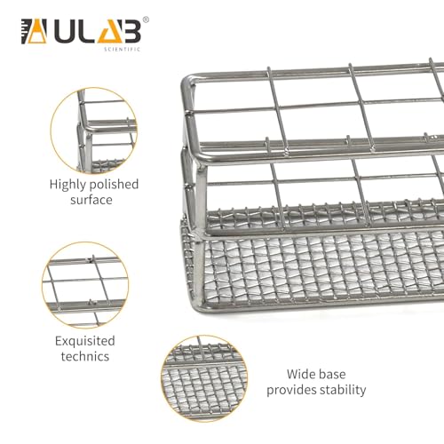 ULAB Stainless Steel Test Tube Rack, Wire Constructed, 12 Places, Suitable for Tubes of Dia.≤25mm, UTR1009