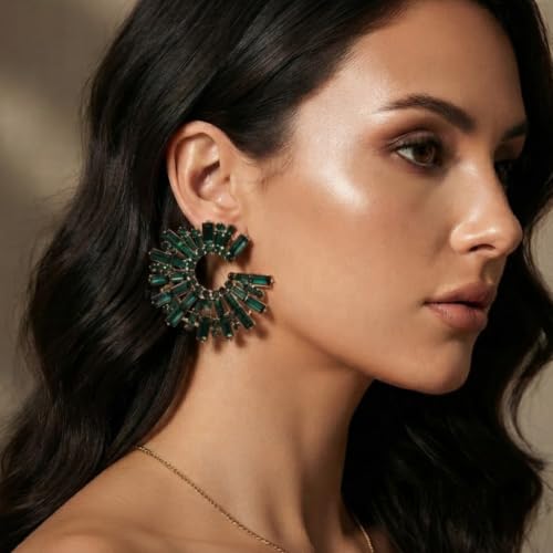 Image of Young & Forever Gift Fashion Jewellery Gold and Silver Plated Cubic Zirconia Diamond Hoop Earrings Sparkling Hypoallergenic Hoops Earrings for Women & Girls