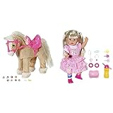 Baby Born Zapf Creation 831168 My Cute Horse & Zapf Creation 828533 Kindergarten Little Sister 36 cm große Puppe mit 7 lebensechten Funktionen, Langen blonden Haaren und 11 Accessoires