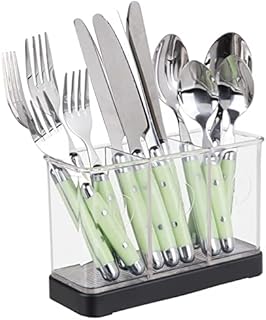 mDesign Utensil, Spatula, Cutlery Holder for Kitchen Countertop Storage - Matte Black/Clear
