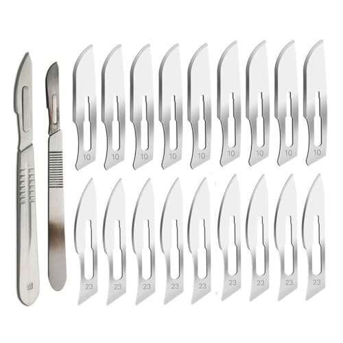 Modelcraft Tool Hobbymesser-Set mit Nr. 10 und 23 (jeweils 10 Stück) sterile Skalpellklingen zum Schneiden von Materialien, Papier, Leder, DIY-Kunst, Modellierung, Dissektion, Podologie,