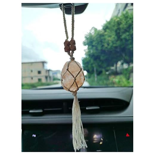 Handmade Raw Himalayan Salt Car Accessories Car Charm Rear View Mirror Car Ornament Gift for Her