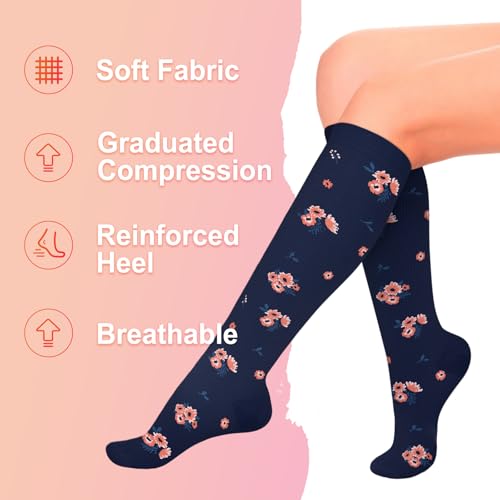 Image of Iseasoo 4 Pairs Compression Socks for Women Circulation-Best Support for Nurses,Running,Athletic,Travel