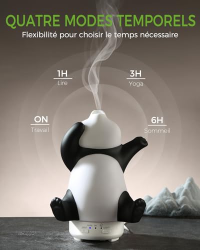 Diffuseur d'aromathérapie panda et veilleuse 7 couleurs pour l'humidification de la maison - 4