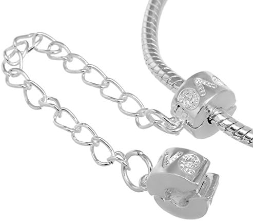 RUBYCA 10pcs White Silver Plated Clip Lock Stopper Chain Clasp Beads fit European Charm Bracelet 130