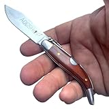  ADCSHOP Couteau Teja - 15,10 cm - lame en acier au carbone de 7 cm - manche en bois de stamina verni de 8,10 cm - poids 30,60 g - Portabilité et utilisation quotidienne