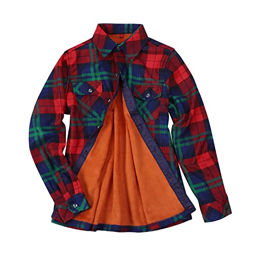 Women's Plaid Fleece Lined Jacket Button Up Fuzzy Shirt Checkered Flannel Blouse Wrap Shirts For Women Crop (E, Xxxxl) #TOP8
