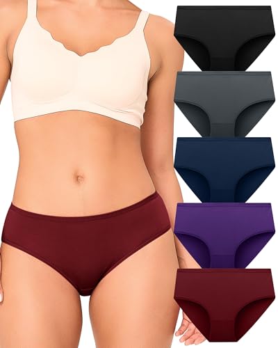BAMBOO COOL Womens Underwear Breathable Moisture-Wicking Briefs Hipster Ladies Panties, 5-Pack