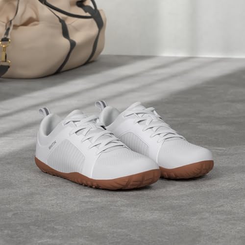 WHITIN Men's Wide Trail Running Shoes Barefoot Minimalist Zero Drop Size 12 Cross Trainer Hiking Gym Minimus Weightlifting Walking Sneaker White Gum 45