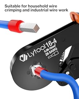 Pinza Crimpatrice a Quattro Lati, 0.08-16 mm² per Crimpare, Lytool Pinza Crimpatrice per Puntalini Doppi Elettrici Capicorda a Doppio e Singolo Filo