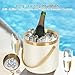 ZORMY 3L Double-Wall Vacuum Insulated Stainless Steel Ice Bucket with Lid & Tong，Wine and Champagne Bucket for Home & Parties（WhiteGold）