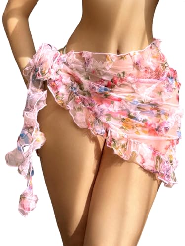 Image of ZAFUL Boho Beach Cover Ups for Women Sarong Coverups Sheer Bikini Chiffon Wraps Skirts for Swimwear