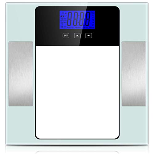 Body Fat Scale, Bathroom BMI Scale Accurate Body Weight Scale with 10 Users Memory Mode, LCD Large Display, 6mm Tempered Non-Slip Glass