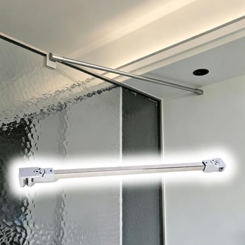 Image of Heavy Duty Wall-to-Glass Shower Arm Stabilizer Bracket, 120cm Support Bar for Commercial Shower Doors & Bathtub Screens, Bathroom Partition (Silver)