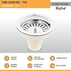 Ruhe® PVC Sink Coupling | Stainless Steel Kitchen Sink PVC Coupling/Drain Outlet/PVC Connector | Chrome Finish
