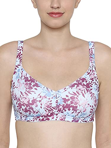 Image of Triumph Minimizer Bra for Women| Non Wired Non Padded| My Flower Series Full Coverage Lingerie Visually Reduces Bust by One Cup Size Wireless Floral Microfiber Support Bra Pack of 1