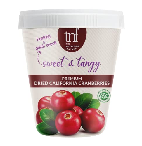 Image of the nutrition factory Dried Cranberry 350 gram | Sweet & Tangy | 99% Fat Free | Healthy Eyes | Zero Cholesterol | Fiber Rich