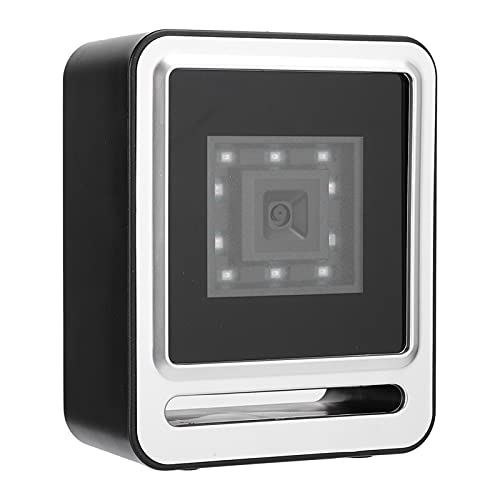 Escáner de Código de Barras 1D 2D Manos Libres, Escáner de Lector Fijo de Código de Barras de Escritorio Omnidireccional QR con Luz LED de Cable USB para OS X para Máquina POS(Plata)