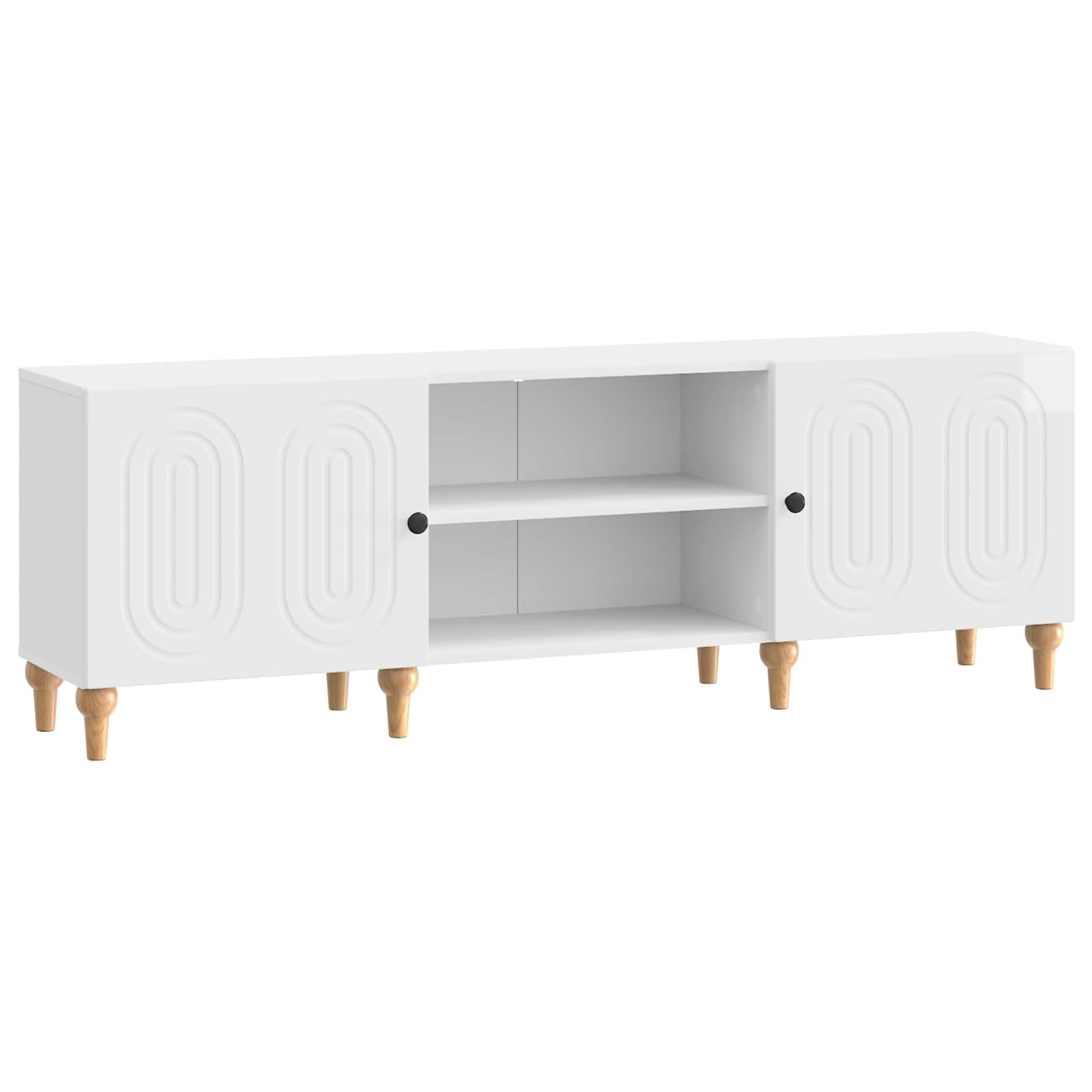 Meuble TV blanc brillant en bois d'ingénierie moderne avec grand stockage