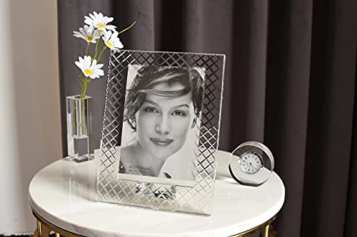 Kitcom Crystal Diamond 5X7 Frame, Luxury Diamond Crystal Craft, Crystal Standing Photo Frame (Frame Size 7.48" X 9.44") #TOP3