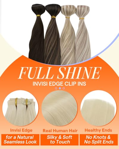 Image of Full Shine Seamless Clip in Hair Extensions, Blonde, 18 Inch 130g 6Pcs