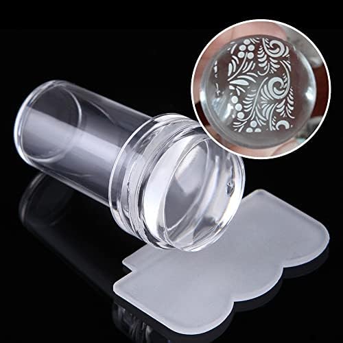 Jelly Stamper for Nails, Silicone Jelly Head with Scraper Nail Stamp, 2Pcs Transparent Nail Art Stamper Kits Nail Art Tools Easy French Tip Stamper DIY Nail Accessories Decor
