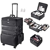 Byootique 3in1 Cosmetic Organized Trolley Travel Rolling Soft Sided Makeup Case