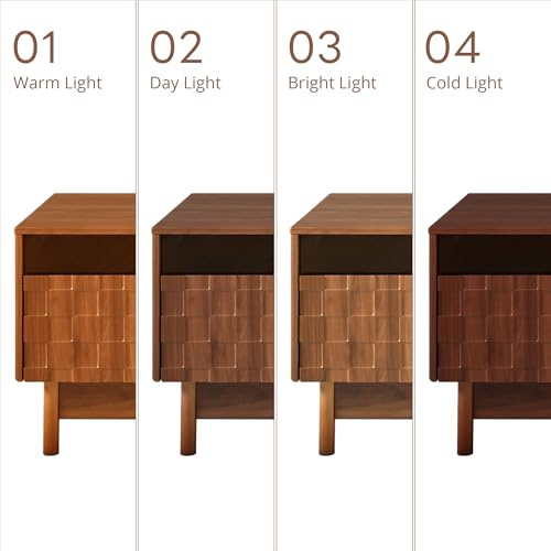 Image of Merax 78 inch TV Stand for TVs Up to 85 inch, Modern Entertainment Center with LED Lights, 4 Drawers & Glass Front, Media Console with Unique Mosaic Front Design for Living Room