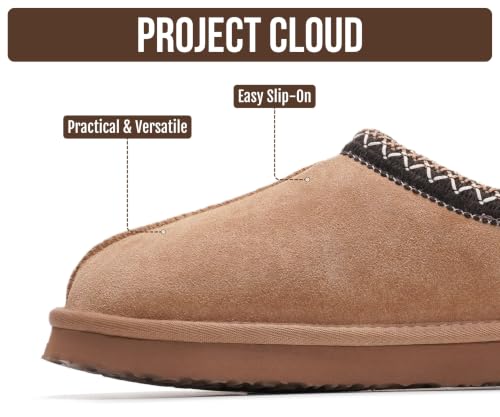 Image of Project Cloud 100% Genuine Leather Shearling Slippers for Women (Nerita) | Australian Fur Lining Memory Foam Insole Non Slip EVA Sole Fuzzy Plush House Shoes Warm Cozy Indoor Footwear Everyday Comfort